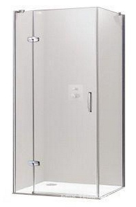 Дверь распашн. с неподв.сегм. и доп.элем. для бок.стенки, 100хh190см, петли слева, вход 68см, проф.хром,стекла 6мм прозр., Aura 4-уг. ZZ Huppe Huppe Alpha 400303 092 321