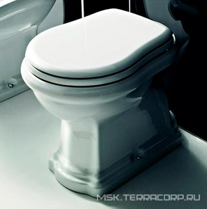 Сиденье для унитаза, c микролифтом, (пластик цв.белый, петли цв.хром),  Kerasan Retro 108801