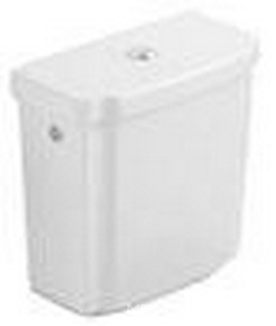 Бачок для унитаза, смыв 3/6л.,подвод воды сбоку справа/слева, сзади, кран/перекр. в компл.,  кнопка хром, (R1 white ceramicplus),  ZZ Villeroy & Boch Hommage 772111R1