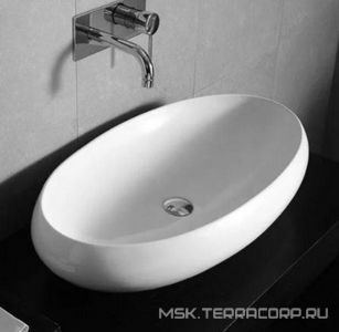 Раковина накладная на столешницу, овальная 600х400хh170мм, без отв.д/смесит., без перелива, (цв. белый),  ZZ ArtСeram Tao TOL002 01; 00