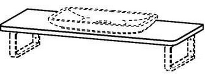 Консоль 1500х550мм с вырез. для раков. 037070 справа (цв. эбеновое дерево), (БЕЗ консольн.крепл. арт.9933, необх 3шт.), PuraVida ZZ