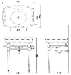 Консоль металлическая под раковину (цв. латунь)  ZZ Devon & Devon Rose DEROSEOT