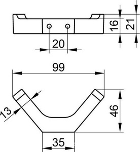 Крючок двойной 46мм, (цв.хром),  Keuco Edition 11 11115 010000