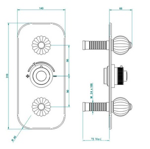 Смеситель-термостат д/д, встр. в стену, с перекл. на 2 потреб., рег/напор(внеш.часть БЕЗ вн/арт. 5400А),(цв. золото (Dore))Mandarine cristal clair ZZ THG Mandarine Cristal CL U1D-F01-5400B