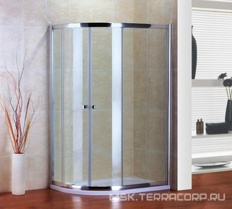 Душевой уголок 1200х800хh1850мм, ассиметричный, R550мм, левый/правый, 2 сдвижные двери, вход 555мм, (стекло прозр. 5мм, фурнит. цв.хром),  ZZ Cezares Pratico PRATICO-RH-2-120/80-C-Cr