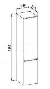 Шкаф-пенал подвесной 350хh1650х335мм, петли слева, 4 стекл.полки, крепл. в компл., цв. белый,  ZZ Laufen Palace 4.0202.1.075.463.1