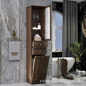 Пенал  напольный 404*1988*380мм, правый, с бел. корзиной, цвет Нагал(орех) ZZ Opadiris Риспекто Z0000000596