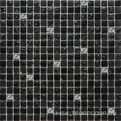 Мозаика Glass 2022 микс черный-черный колотый-черный матовый-платина XX|30х30