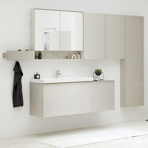 Пенал подвес 38хh173х36см, две распашн.дверцы, петли справа/слева (реверс),(фасад песчаное стекло,корпус песчаный мат-лакиров.),крепл.в компл,ZZ Geberit Acanto 500.619.JL.2