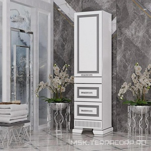 Пенал  напольный 488*1800*399 мм, левый, цвет белый/серебряная патина ZZ Opadiris Оникс Z0000005505