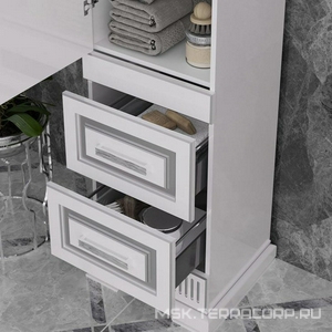 Пенал  напольный 488*1800*399 мм, левый, цвет белый/серебряная патина ZZ Opadiris Оникс Z0000005505