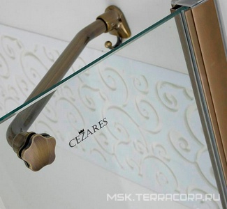 Душ. уголок 900х900хh1950мм, 1/4 круга, R550мм, 2 расп.двери, вход 730мм, с 2-мя неподв.сегм., (стекло прозрачн, 8мм, фурн/бронза), Magiс ZZ Cezares Magic MAGIC-R-2-90-C-Br