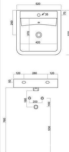 Раковина с 1 отв. д/смес., 52х52хh11см,  (без крепл. арт. 54/A), хром. заглушка перелива в компл.,  ZZ Ceramica Cielo Opera OPLA52 Gloss White