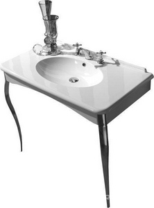 Раковина 100х55см, с 1 отв.д/смесителя, алюминивые ножки цв.хром в компл, (без крепл.),  ZZ Kerasan Retro 1049K0