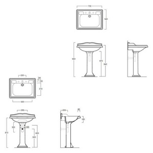 Раковина 730х540мм, с 1 отв. д/смес., с бортиком, без креплений арт.F 89, (цв. белый),  ZZ Simas Arcade AR 834 /1
