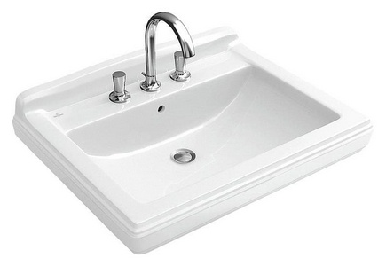 Раковина 750х580мм, 1 отв. д/смес., установка на пьедестал 7232 и п/пьед. 7231 (R2 Star white ceramicplus),  KL Villeroy & Boch Hommage 710175R2