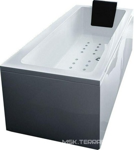 Ванна 180х100хh59см, на каркасе с фронтальной панелью и сливом переливом цв.хром в компл., (акрил),  ZZ Treesse Quadra V0711+V0780F+SIF