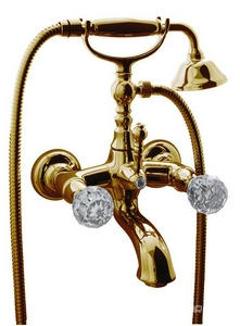 Смеситель для ванны с душевым гарнитуром, (цв. золото),  ZZ Fima Carlo Frattini Elizabeth Chic F5084COR