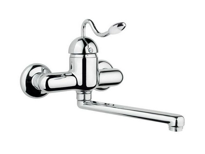 Смеситель для раковины настенный с повотным изливом (цв.хром/ручка Metal),  ZZ Nicolazzi Signal 3404 CR20