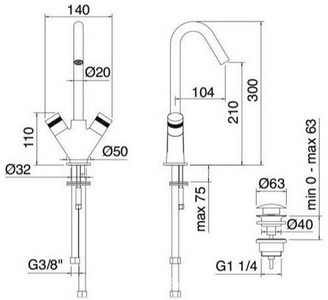 Смеситель для раковины, на 1 отв., пробка слива в компл., (цв. хром) X-Changle xr ZZ 3M X-Changle XR 7215XR CC