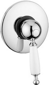 Смеситель для душа, встаиваемый в стену, (цв. хром, ручка цв. белый),  ZZ Gaia Canterbury RB 6330 CR