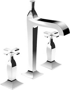 Смеситель для раковины на 3 отв., ручки "Крест", "Высокий" излив, с д/к, (цв.хром),  ZZ Zucchetti Bellagio ZB1426