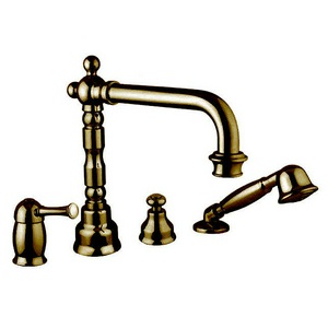 Смеситель для ванны, встраиваемый, на 4 отв., лейка, шланг в компл., (цв. бронза),  ZZ Gaia Aston RB 6455 BR