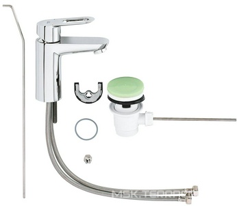 Смеситель для раковины , однорычажный, гибкая подводка, дон.клапан в компл., хром Grohe BauLoop 23335000