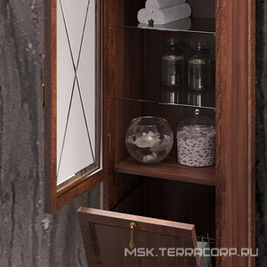 Пенал  напольный 443*1670*360 мм, петли слева, с бельевой корзиной, цвет светлый орех ZZ Opadiris Борджи Z0000003753