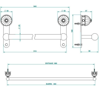 Полотенцедержатель 900мм (цв. золото (Dore))  ZZ THG Cygne G31-F01-00526
