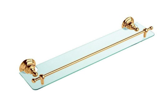 Полочка стекл., с металл. креплениями и ограждением, 600мм, (цв. золото),  ZZ Nicolazzi Classica 1480 GO