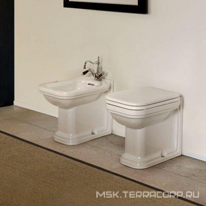 Унитаз напольный, пристенный, 37х55см, для установки со скрытым в стене бачком смыва, без сиденья и крепл. к полу арт.7603 хх,  ZZ Kerasan Waldorf 411801