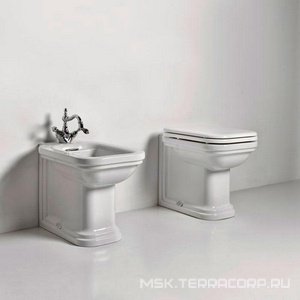 Унитаз напольный, пристенный, 37х55см, для установки со скрытым в стене бачком смыва, без сиденья и крепл. к полу арт.7603 хх,  ZZ Kerasan Waldorf 411801