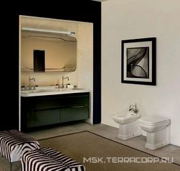 Унитаз напольный, пристенный, 37х55см, для установки со скрытым в стене бачком смыва, без сиденья и крепл. к полу арт.7603 хх,  ZZ Kerasan Waldorf 411801