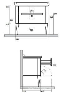 Тумба подвес., для устан. под раковину 100см. арт.4142 хх, 1 выдв.ящик, 1откидн.дверь, без ножек, крепёж в компл., (цв.белый мат.),  ZZ Kerasan Waldorf 919230
