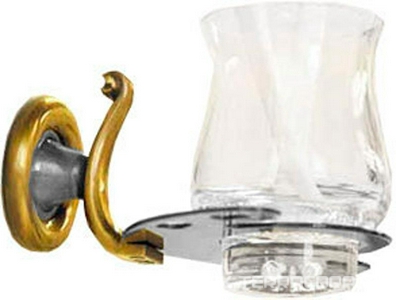 Стакан настенный (стекло прозрачное, держатель цв. хром/золото),  ZZ Pomd'or Windsor 26.70.02.003