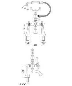 Смеситель для ванны, совмещ. со стационар. верхн.душем d300мм, (лейка, шланг, кронштейн в компл.), (цв. золото)  ZZ Gaia Avebury RB 8000/D30 OR