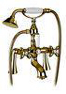 Смеситель для ванны, совмещ. со стационар. верхн.душем d300мм, (лейка, шланг, кронштейн в компл.), (цв. золото)  ZZ Gaia Avebury RB 8000/D30 OR