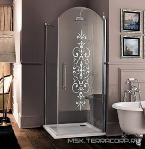 Стенка боковая 100хh187,5см, прав/лев, устан. с дверью, (стекло матовое с прозр. декором, профиль цв.бронза, 1 декор. элем. KDT03BRX)  ZZ Samo Dolce Vita BS9884 BRX R6 100 + KDT03BRX