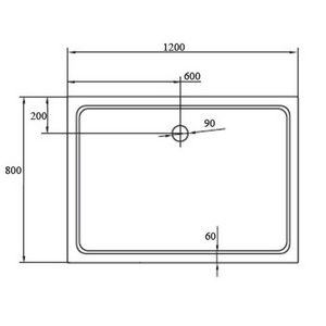 Поддон душевой 1200х800h130мм, прямоугольный, отв. слива 90мм, (сифон и ножки в компл.), литой мрамор цв.белый, Cezares XX Cezares Универсал TRAY-S-AH-120/80-13-W