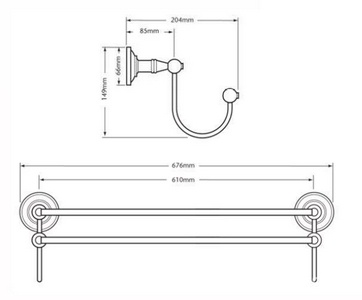 Полотенцедержатель двойной 676х204мм, (цв. бронза),  ZZ Gaia Lincoln AHLN11 BR
