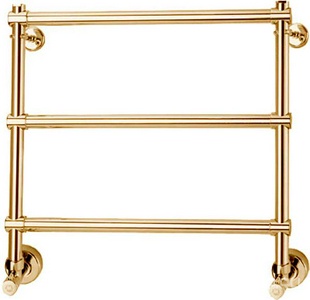 Полотенцесушитель 500(530)хh500х125мм, подвод воды int.470мм, (цв.золото), краны, крепёж в компл., (ГВС, 6 bar) Margaroli  ZZ Margaroli Sole 440-500x518,5-470/3M Gold