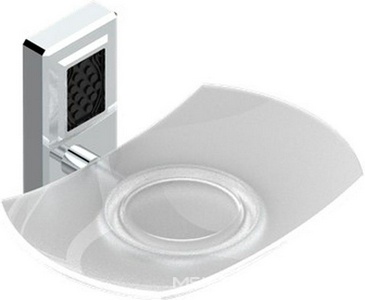 Мыльница настенная (стекло, держатель цв.хром, вставка черного хрусталя Lalique), stal ZZ THG Metropolis Black Cri A2M-A02-500