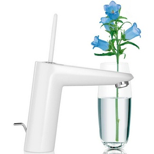 Смеситель для раковины, однорычажный, средний излив,гибкая подводка, дон.клапан в компл., цвет белый/хром ZZ Grohe Eurodisk Joystick 23427LS0