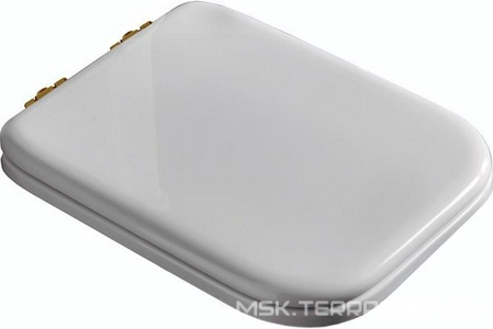 Сиденье для унитаза, с микролифтом, (пластик цв.белый, петли цв.бронза),  ZZ Kerasan Waldorf 418601