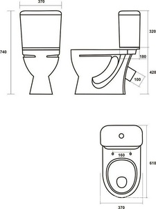 Унитаз-компакт "", косой выход, арматура 1-режим. Alcaplast, сиденье дюропласт с микролифтом, крепление в комплекте Sanita Стандарт WC.CC/Standart/2-DM/WHT.G/S1 (SDTSACC01030712)