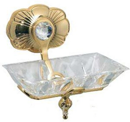 Мыльница настенная 13х17хh17см, крепления в компл., (цв. золото/хрусталь) Margherita Z XXZ