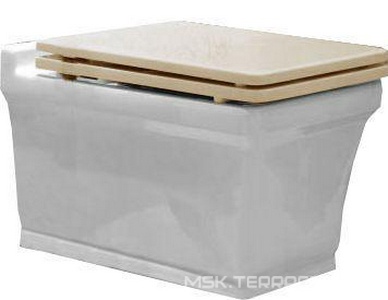 Унитаз подвесной 37х54см, сиденье с микролифтом (цв. Beige Lucido, петли цв. золото), крепёж в компл.,  ZZ Oasis Lutetia OPT35BORL G150
