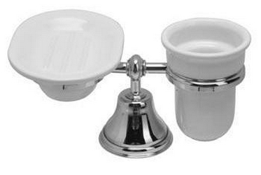 Мыльница и стакан настольные (цв. хром/золото/керамика), Old italy XX