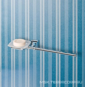 Полотенцедержатель+мыльница, крепление справа, (стекло матовое, креплен. цв.хром),  Colombo Portofino B3274 SX